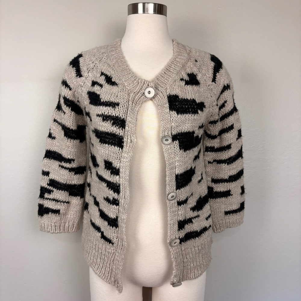 Anthropologie Sleeping on Snow Cardigan Tan Size S Made In Italy Cozy‎ Mohair